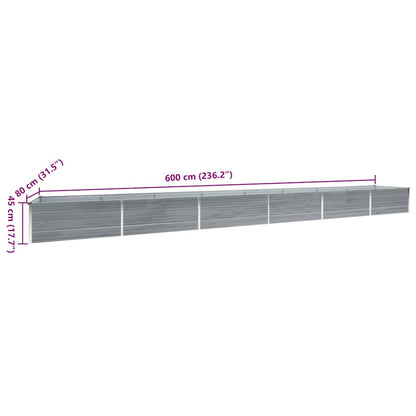 47072 vidaXL Garden Raised Bed Galvanised Steel 600x80x45 cm Grey