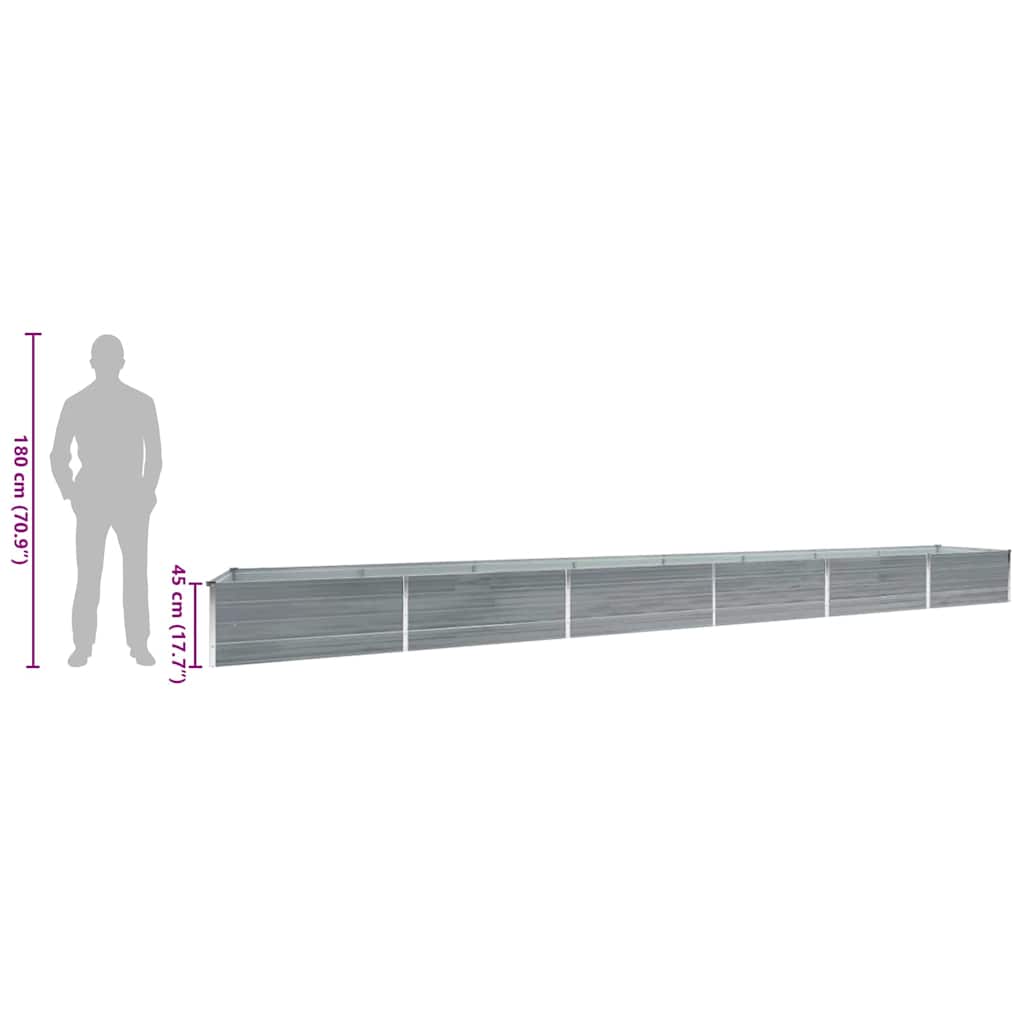 47072 vidaXL Garden Raised Bed Galvanised Steel 600x80x45 cm Grey