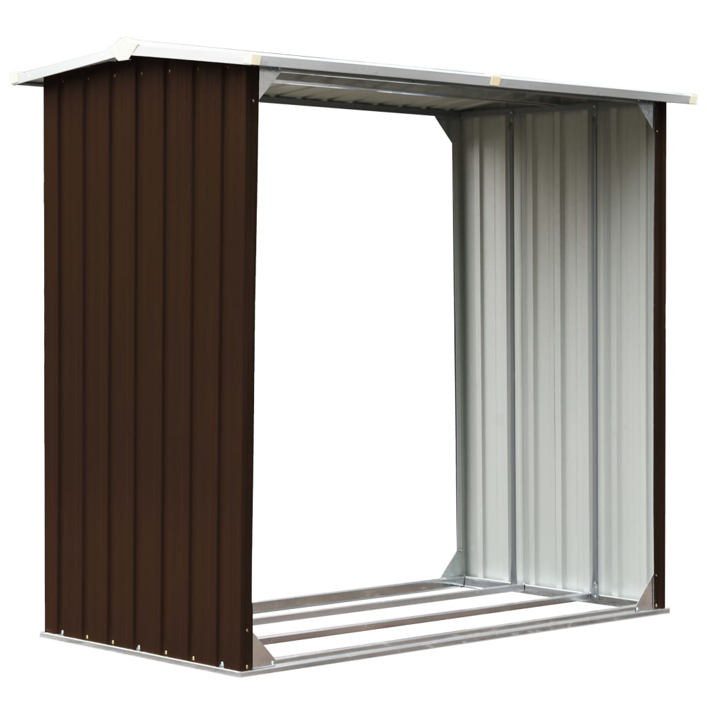 Log Storage Shed Galvanised Steel 172x91x154 cm Brown
