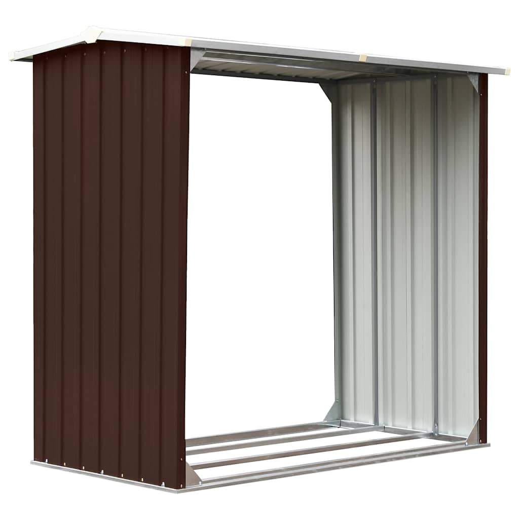 47081 vidaXL Log Storage Shed Galvanised Steel 172x91x154 cm Brown