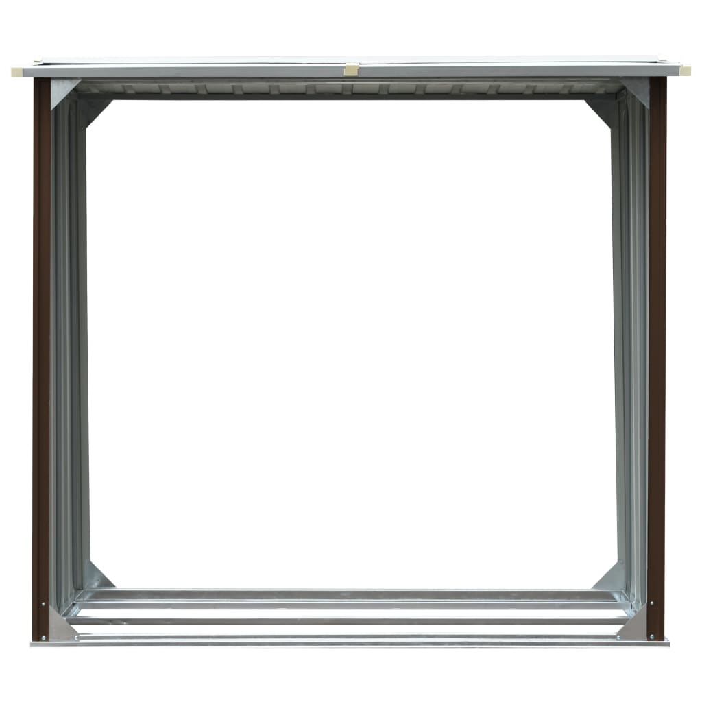 Log Storage Shed Galvanised Steel 172x91x154 cm Brown