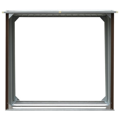 Log Storage Shed Galvanised Steel 172x91x154 cm Brown
