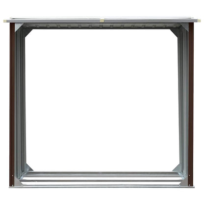 47081 vidaXL Log Storage Shed Galvanised Steel 172x91x154 cm Brown