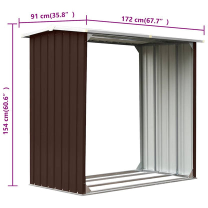 47081 vidaXL Log Storage Shed Galvanised Steel 172x91x154 cm Brown