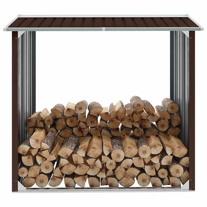 47081 vidaXL Log Storage Shed Galvanised Steel 172x91x154 cm Brown
