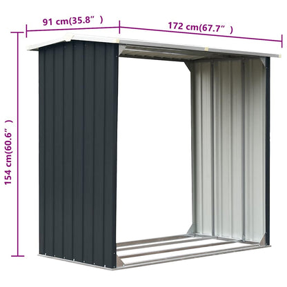 Log Storage Shed Galvanised Steel 172x91x154 cm Anthracite
