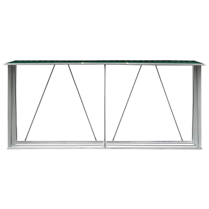 Garden Log Storage Shed Galvanised Steel 330x84x152 cm Green