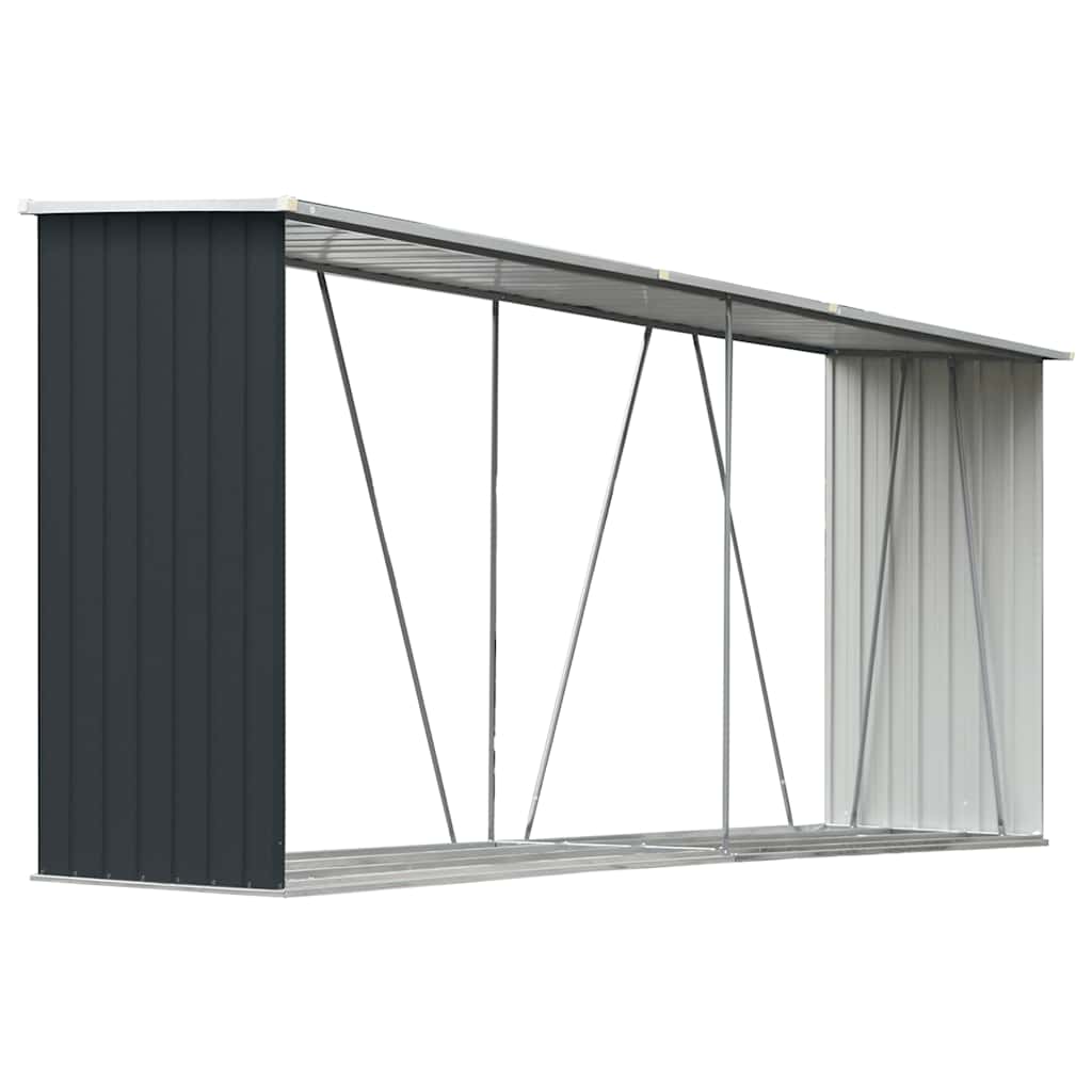Garden Log Storage Shed Galvanised Steel 330x84x152 cm Anthracite