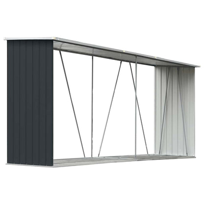 Garden Log Storage Shed Galvanised Steel 330x84x152 cm Anthracite