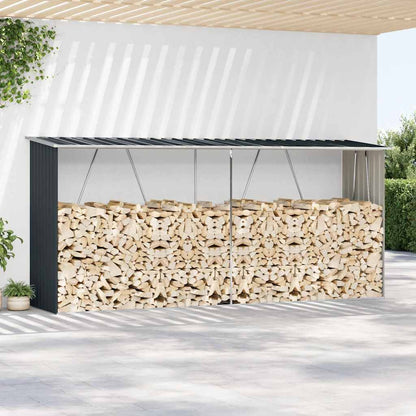 Garden Log Storage Shed Galvanised Steel 330x84x152 cm Anthracite