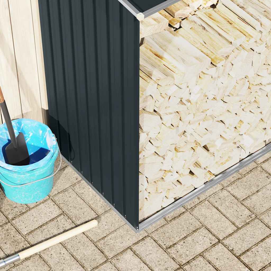 Garden Log Storage Shed Galvanised Steel 330x84x152 cm Anthracite