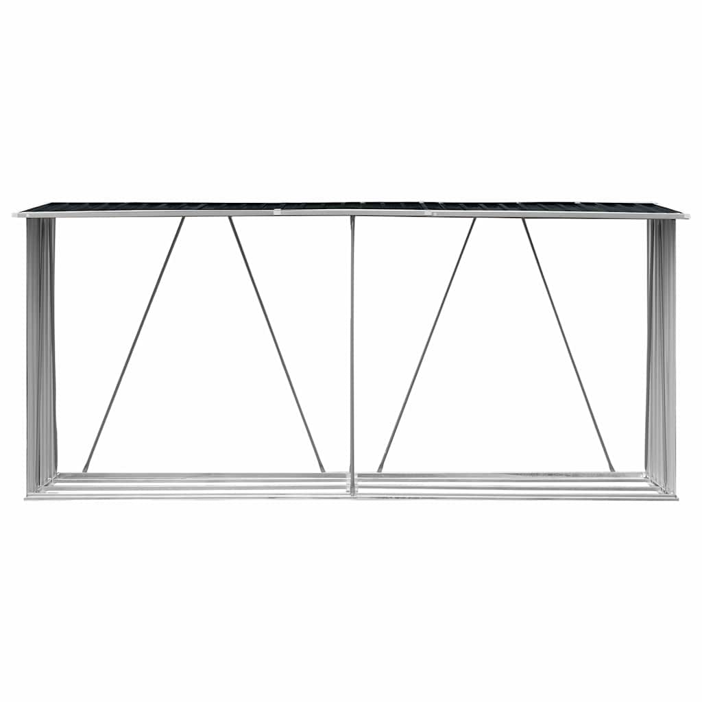 Garden Log Storage Shed Galvanised Steel 330x84x152 cm Anthracite