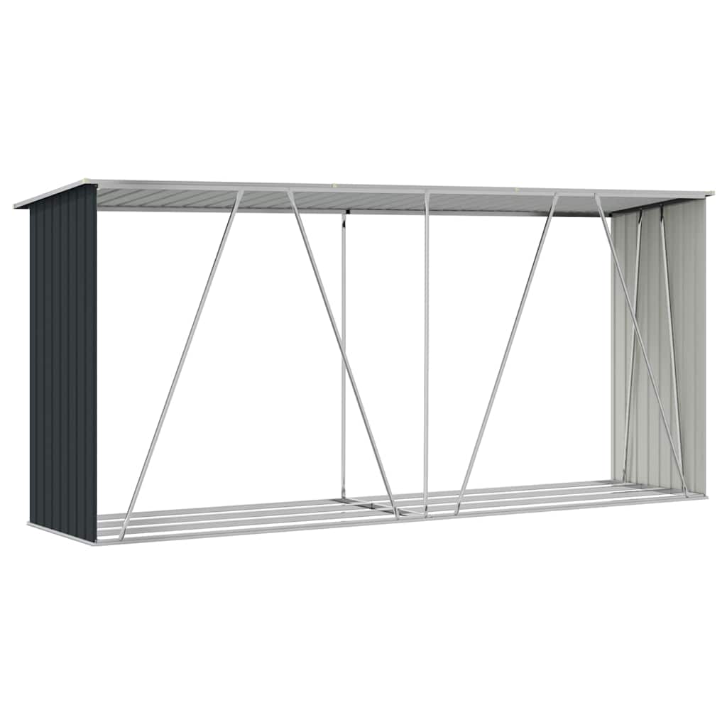 Garden Log Storage Shed Galvanised Steel 330x84x152 cm Anthracite