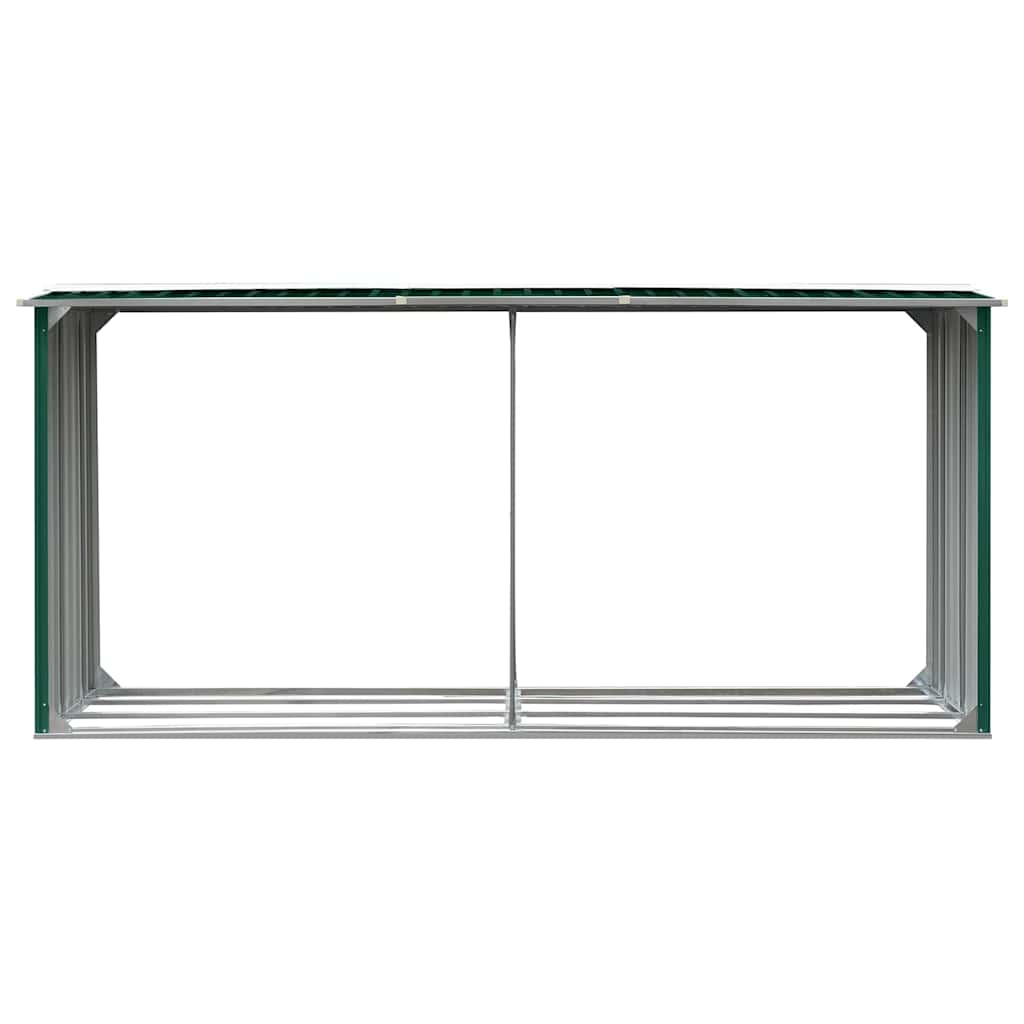 Garden Log Storage Shed Galvanised Steel 330x92x153 cm Green
