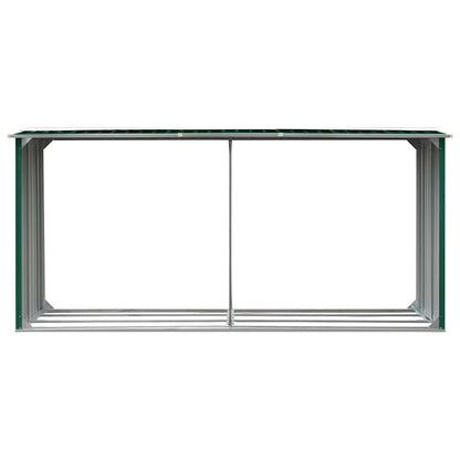 Garden Log Storage Shed Galvanised Steel 330x92x153 cm Green