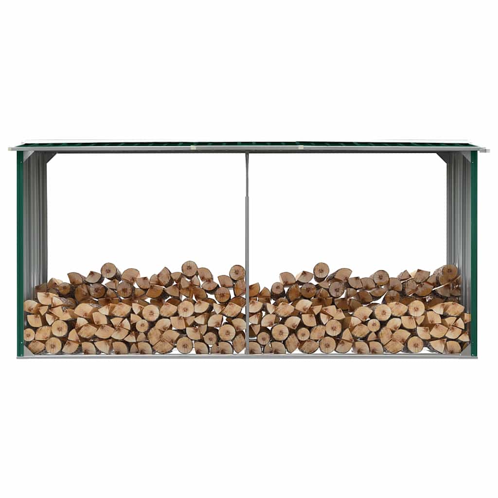 Garden Log Storage Shed Galvanised Steel 330x92x153 cm Green