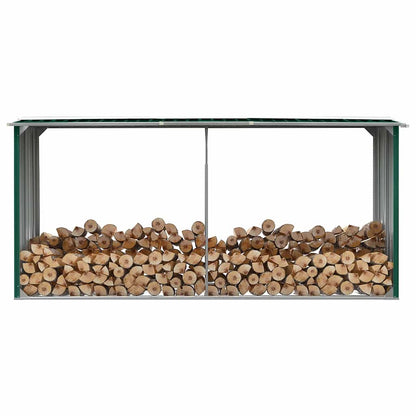 Garden Log Storage Shed Galvanised Steel 330x92x153 cm Green