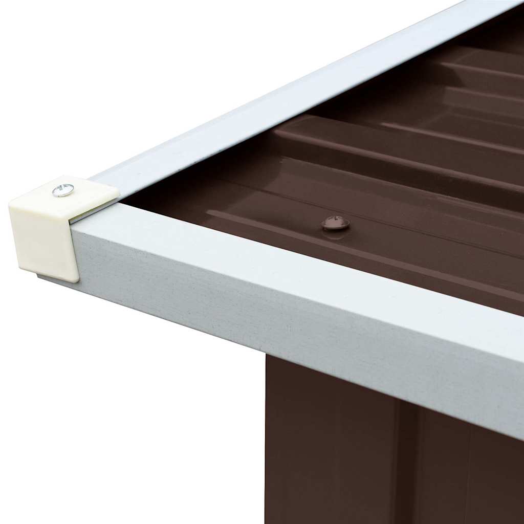47087 vidaXL Garden Log Storage Shed Galvanised Steel 330x92x153 cm Brown
