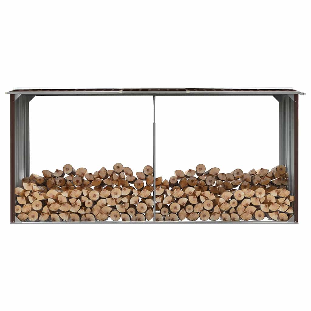 47087 vidaXL Garden Log Storage Shed Galvanised Steel 330x92x153 cm Brown