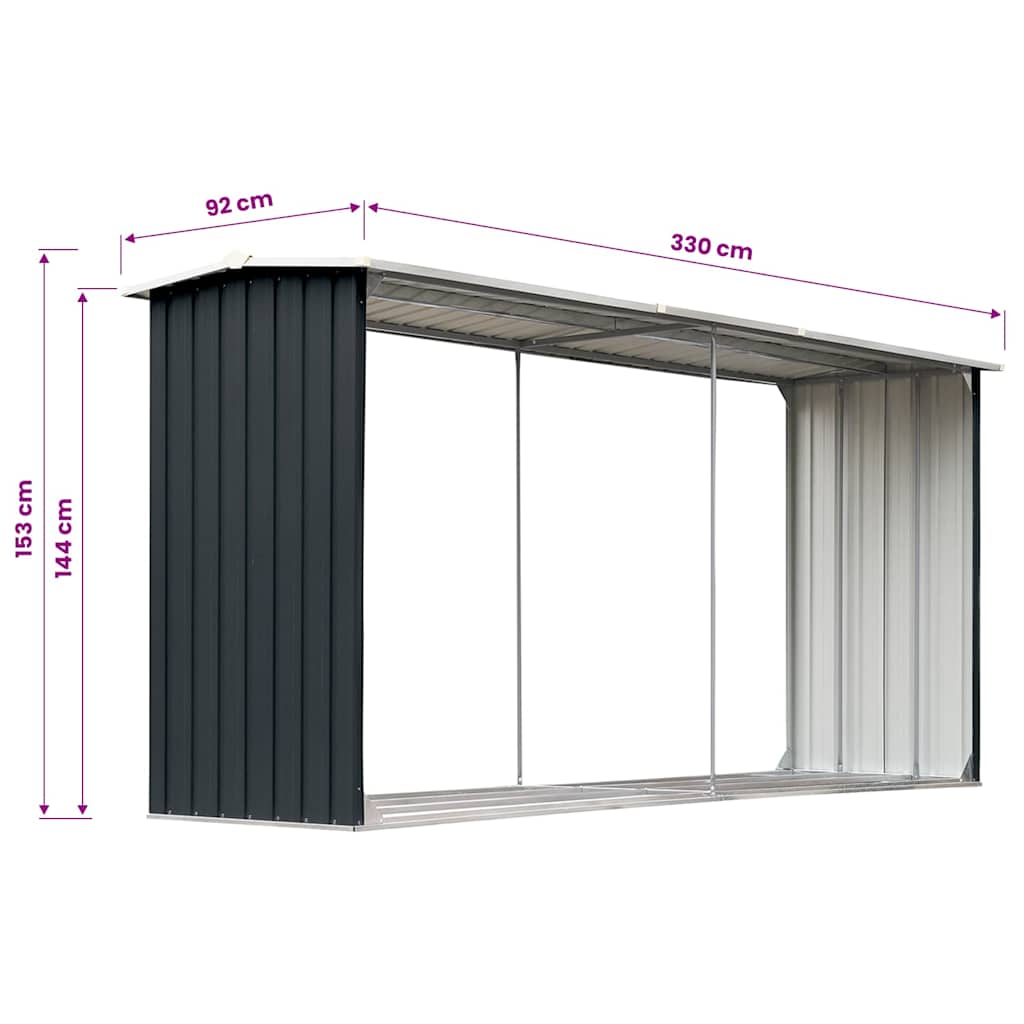 Garden Log Storage Shed 330x92x153 cm Anthracite