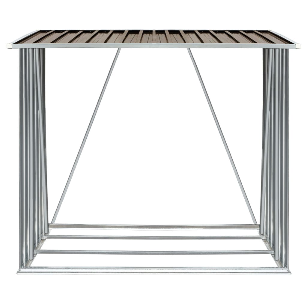 Garden Log Storage Shed Galvanised Steel 163x83x154 cm Brown