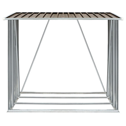Garden Log Storage Shed Galvanised Steel 163x83x154 cm Brown