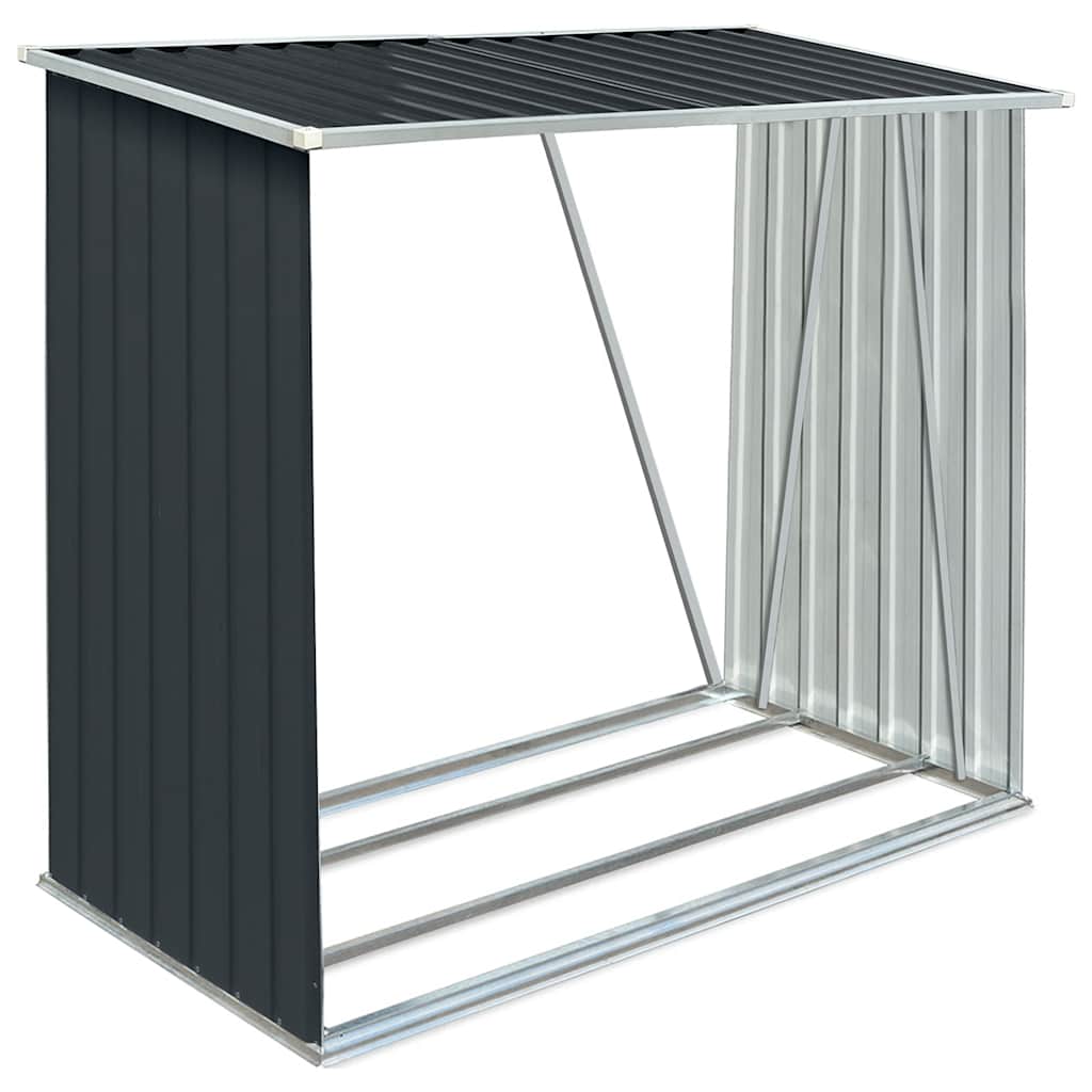 Garden Log Storage Shed Galvanised Steel 163x83x154 cm Anthracite