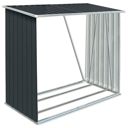 Garden Log Storage Shed Galvanised Steel 163x83x154 cm Anthracite
