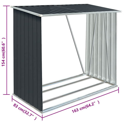 Garden Log Storage Shed Galvanised Steel 163x83x154 cm Anthracite