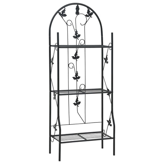 47097 vidaXL 3-Layer Plant Rack Black 52x28x128 cm Iron
