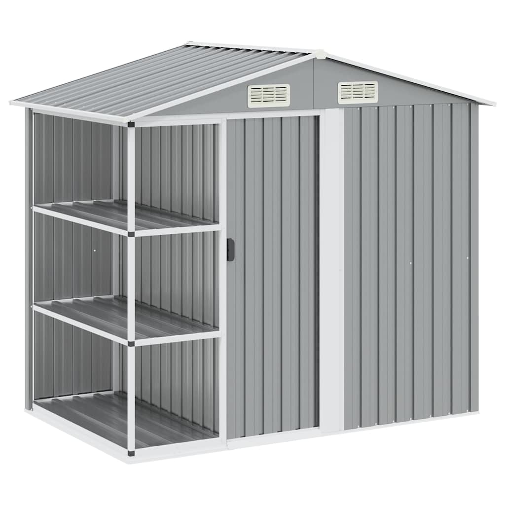 47103 vidaXL Garden Shed with Rack Grey 205x130x183 cm Iron