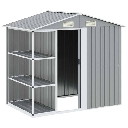 47103 vidaXL Garden Shed with Rack Grey 205x130x183 cm Iron