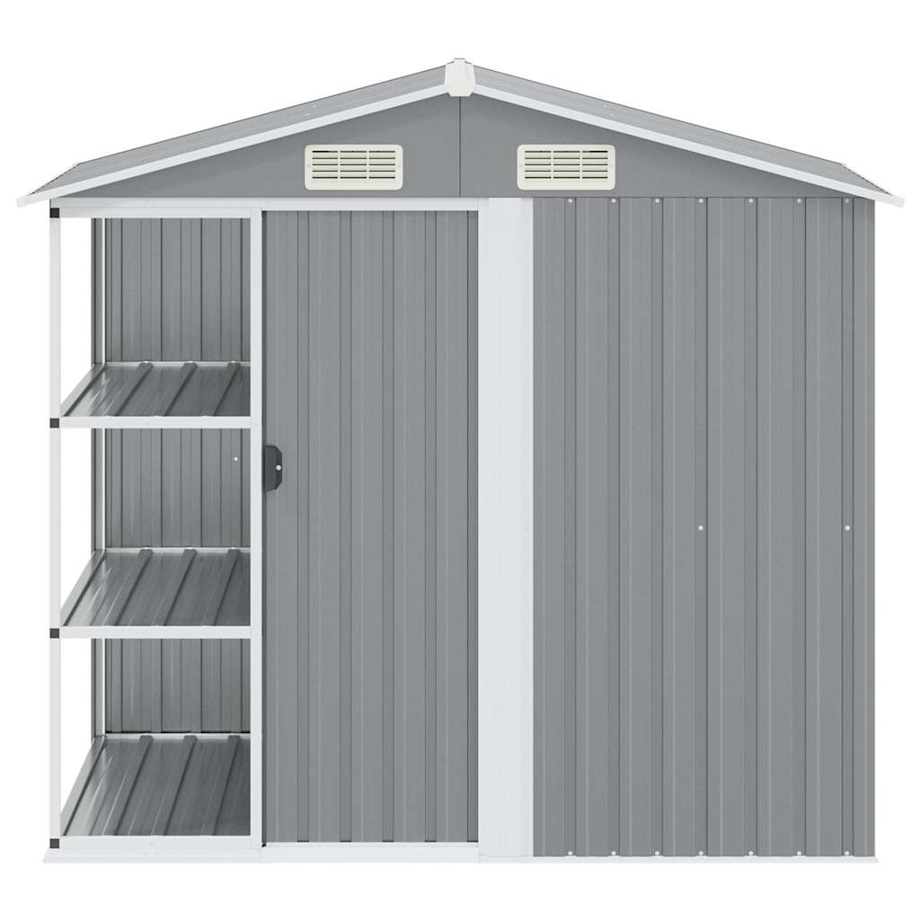 47103 vidaXL Garden Shed with Rack Grey 205x130x183 cm Iron