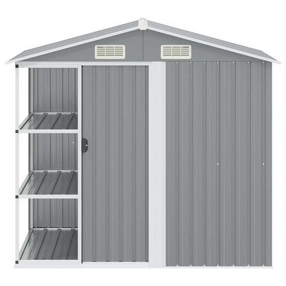 47103 vidaXL Garden Shed with Rack Grey 205x130x183 cm Iron