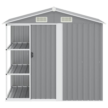 Garden Shed with Rack Grey 205x130x183 cm Iron