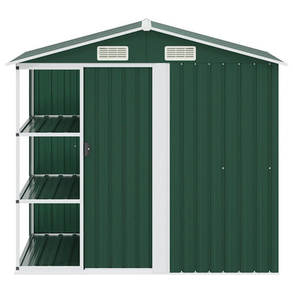 47104 vidaXL Garden Shed with Rack Green 205x130x183 cm Iron