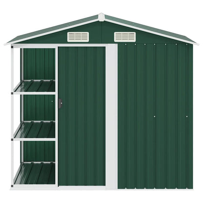 Garden Shed with Rack Green 205x130x183 cm Iron