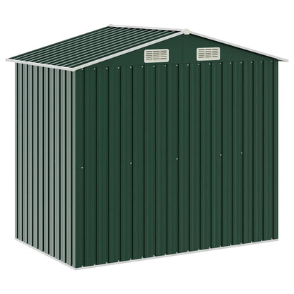 47104 vidaXL Garden Shed with Rack Green 205x130x183 cm Iron