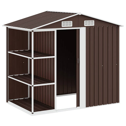 Garden Shed with Rack Brown 205x130x183 cm Iron
