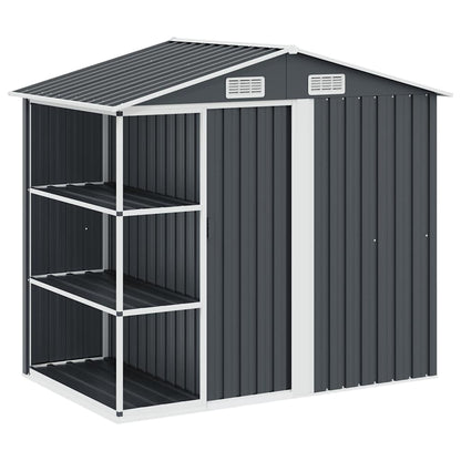 Garden Shed with Rack Anthracite 205x130x183 cm Iron
