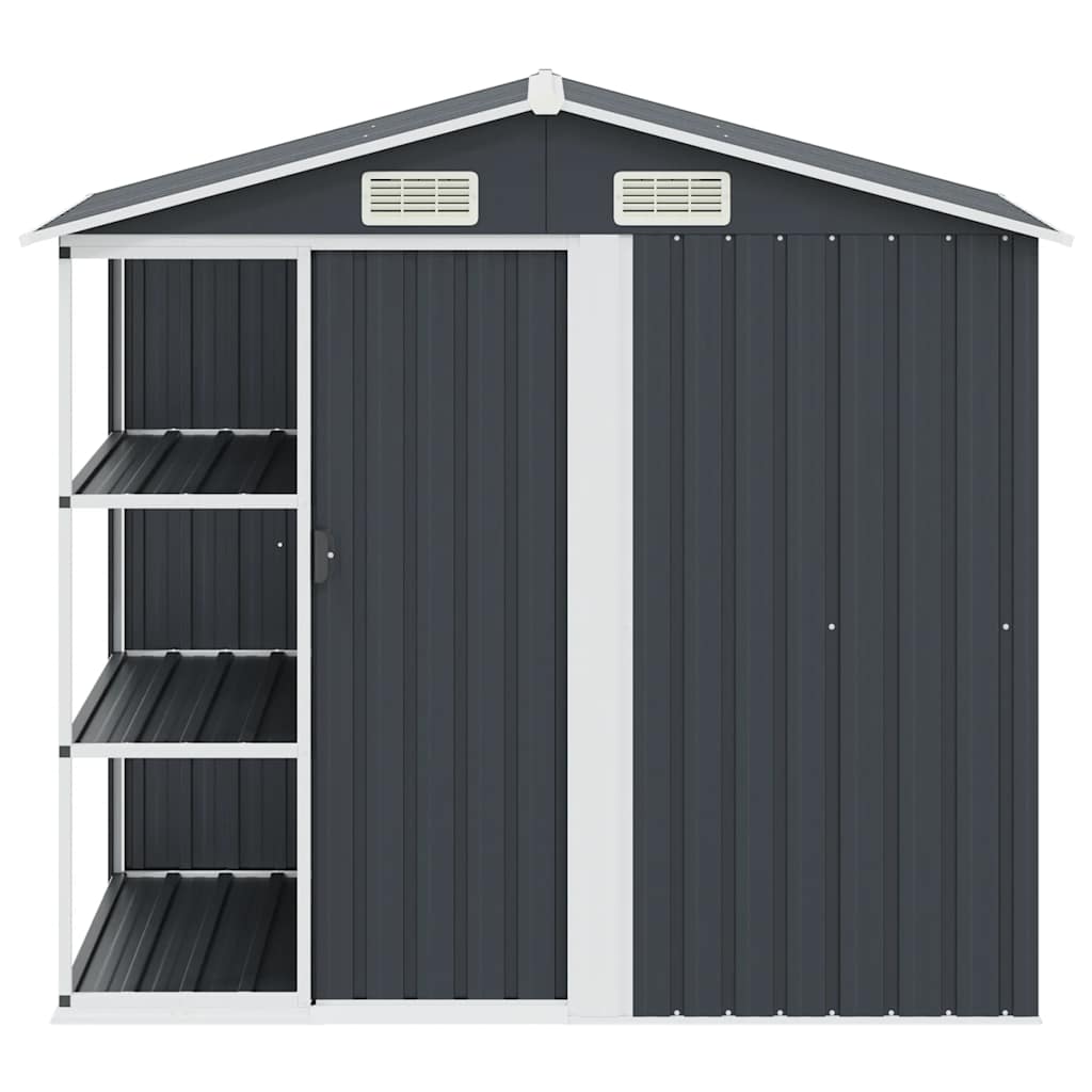 Garden Shed with Rack Anthracite 205x130x183 cm Iron