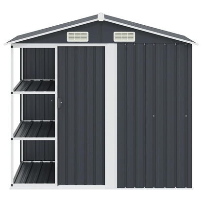 Garden Shed with Rack Anthracite 205x130x183 cm Iron