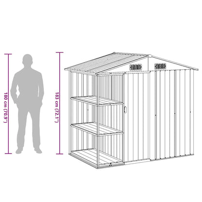 Garden Shed with Rack Anthracite 205x130x183 cm Iron