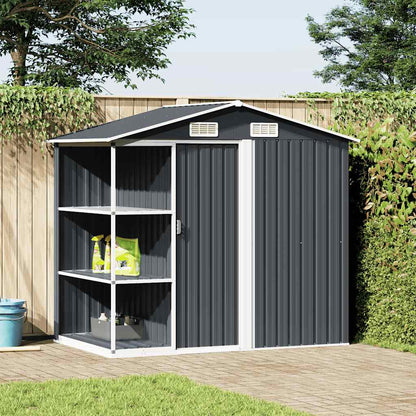 Garden Shed with Rack Anthracite 205x130x183 cm Iron