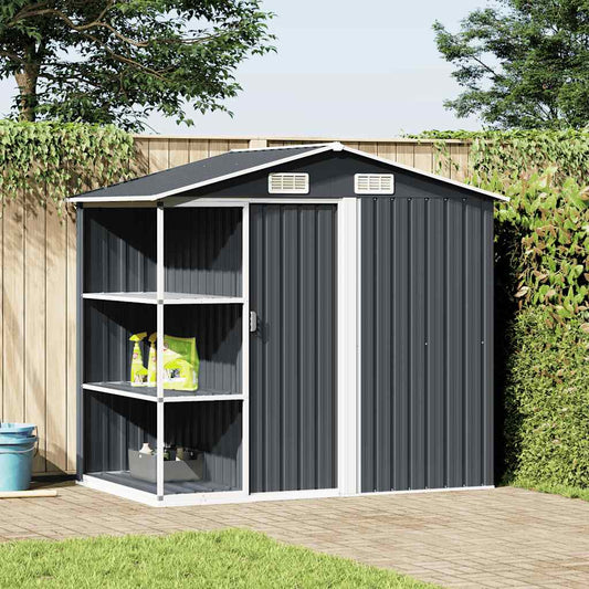 Garden Shed with Rack Anthracite 205x130x183 cm Iron