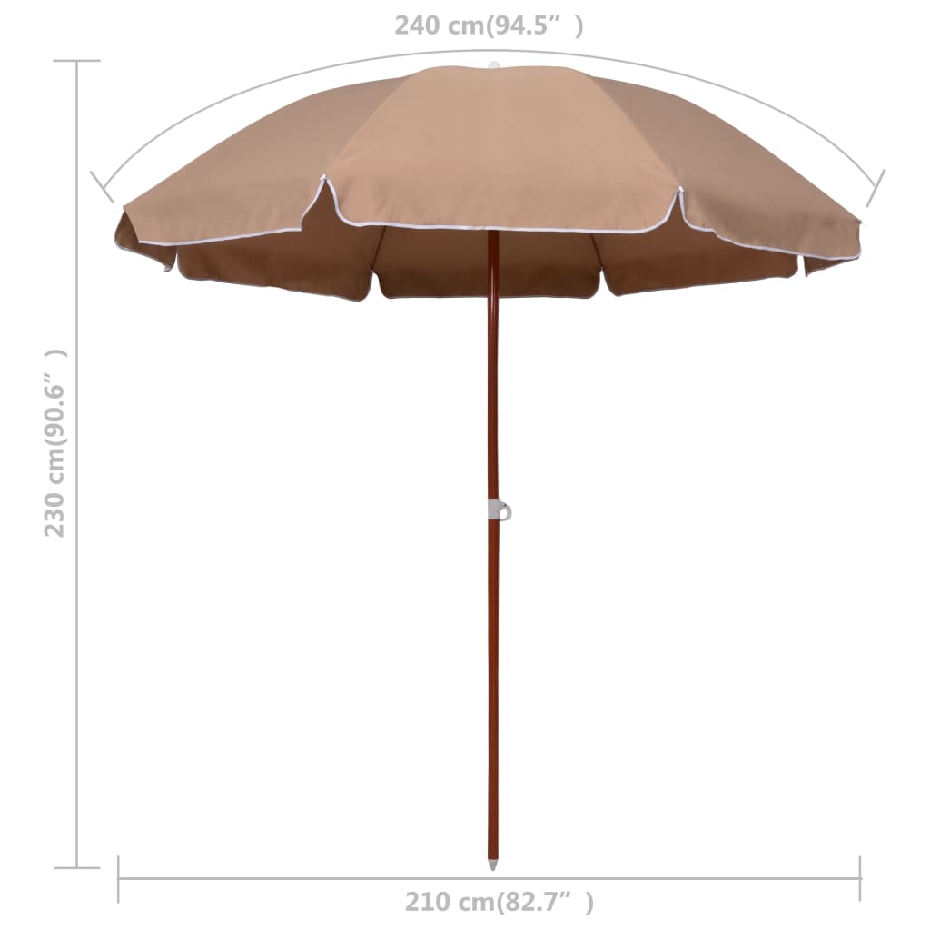 Garden Parasol | Taupe | 100% polyester and steel | Large