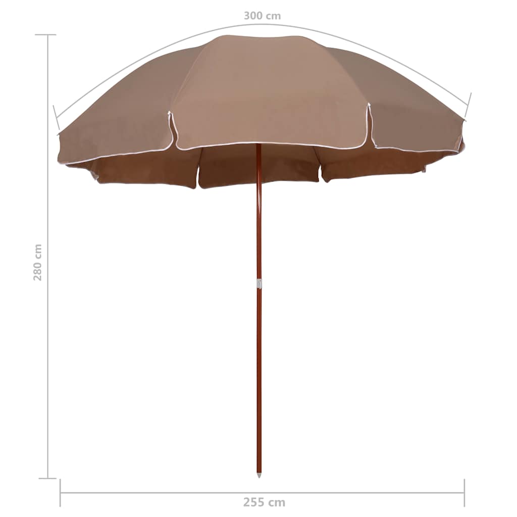 Garden Parasol with Steel Pole 300 cm Taupe