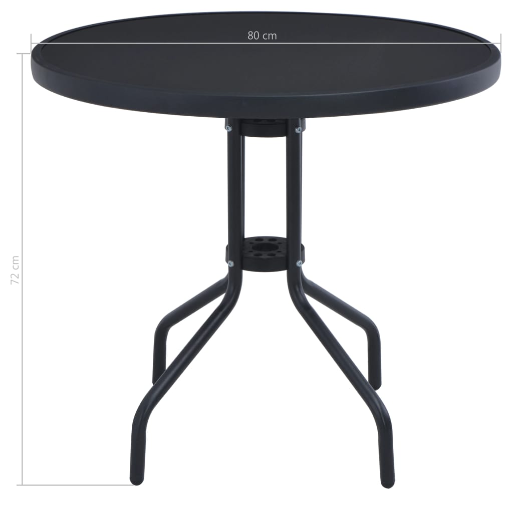 Garden Table | Black | Powder coated steel | 80 cm |  Durable