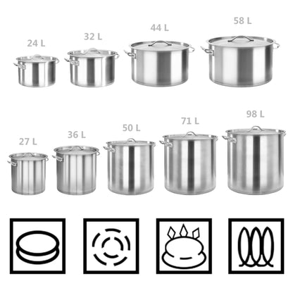 Stock Pot 44 L 45x28 cm Stainless Steel