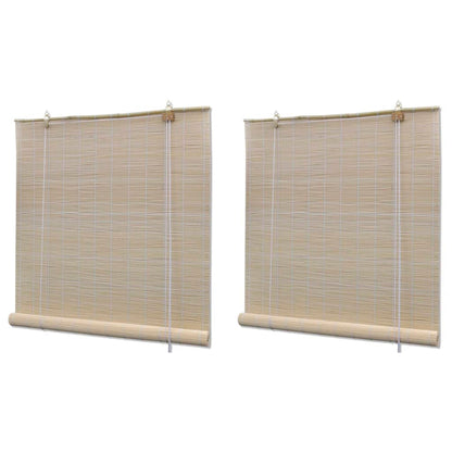 Bamboo Roller Blinds 2 pcs 120x160 cm Natural